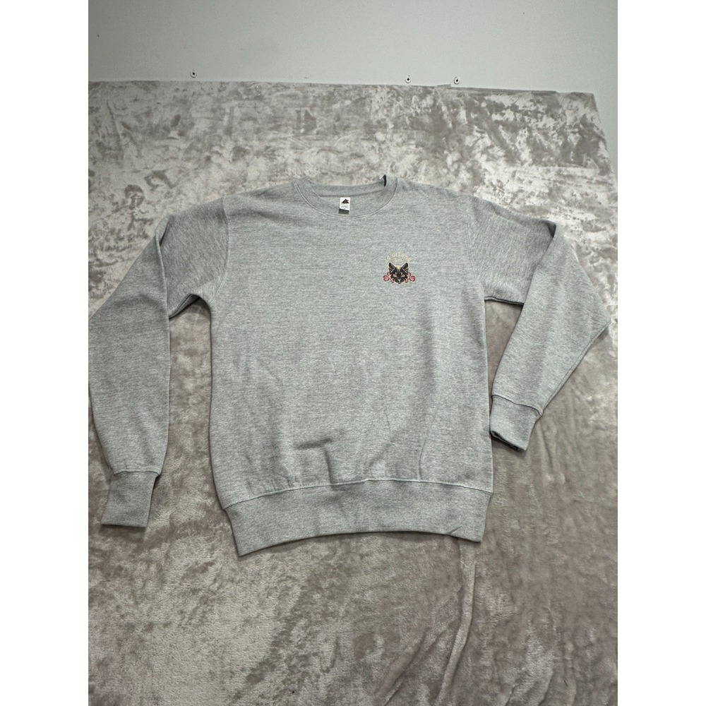 Sweatshirt Mens Size Small Gray Long Sleeve La Gitana Tattoo Shop Crew Neck NWOT
